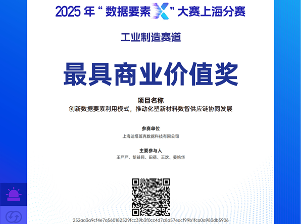 “数据要素×”大赛上海分赛嘉定区获奖企业风采录│迪塔班克：化塑新材料行业产业互联网领军企业